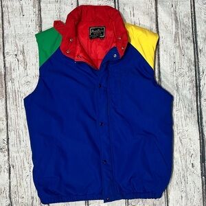 Vintage Multi Color 1990s Vest Coat Jacket Button Up